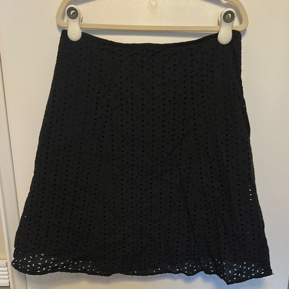 100% Cotton Black Eyelet Flared Skirt size 12